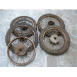 Five BSA motorbike wheels