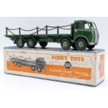 Dinky Toys diecast model Foden Flat Truck With Chains with green cab, bed, chassis and hubs, 505, in