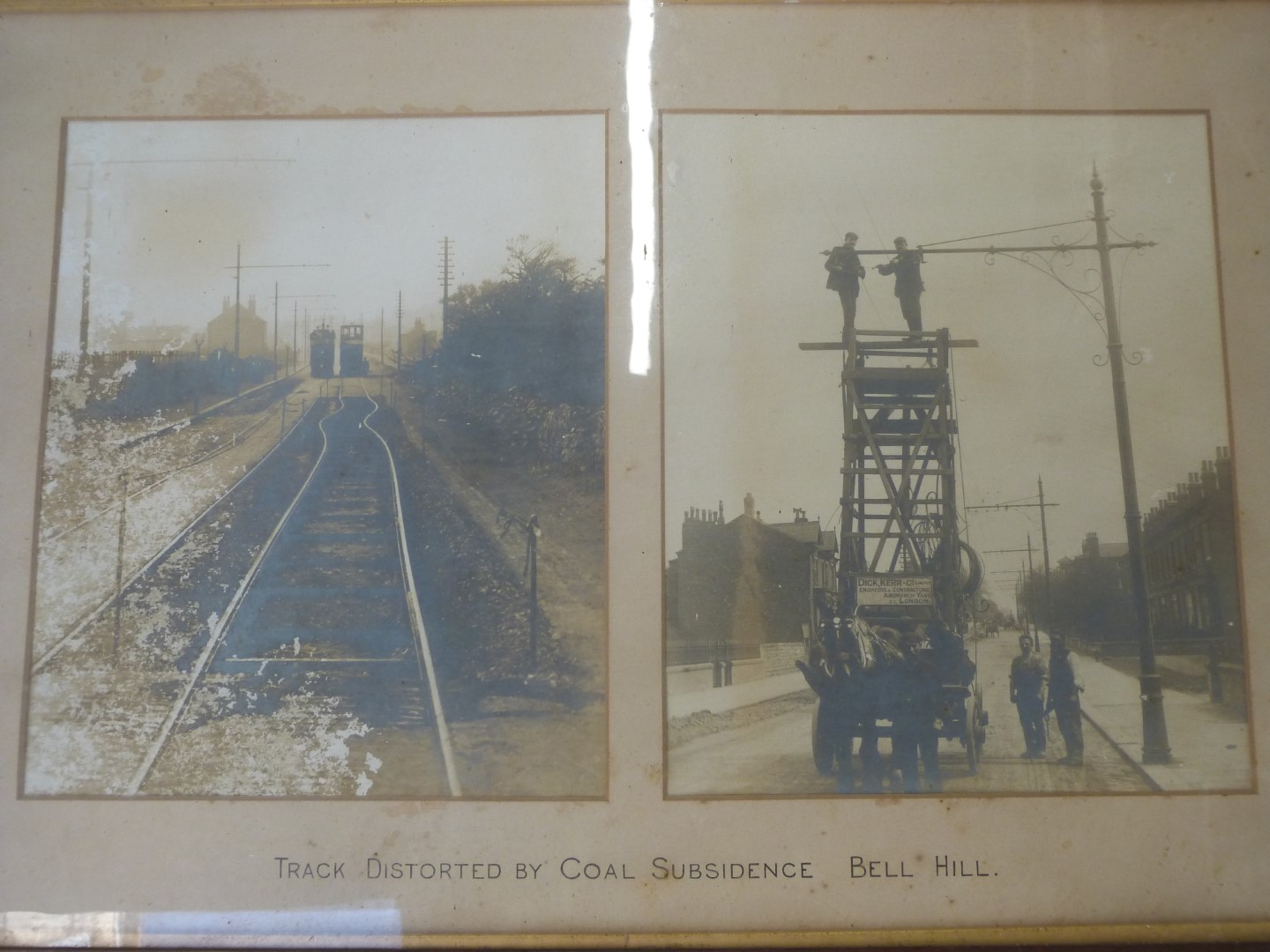 Framed pair of photographs titled as 'Track Distorted by Coal Subsidence Bell Hill', draft - Image 2 of 7