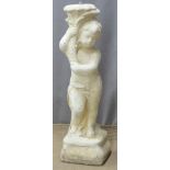 A stone figure of a boy, H 80cm