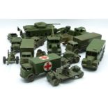 Sixteen Dinky Toys and Dinky Supertoys diecast model military vehicles including Thornycroft