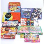 Nine various board and similar games including Thunderbirds Humbrol Plaster Art, The A-Team