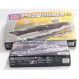 Two Mega Bloks Pro Builder kits Master Series USS Nimitz 9795 and Battle Group Series Destroyer 635,