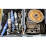 Motorbike parts including clutches, hub and shockers