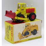 Dinky Toys diecast model Michigan 180-III Tractor Dozer with yelow body and red shovel, engine cover