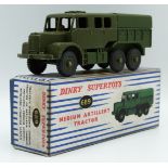 Dinky Supertoys diecast model Medium Artillery Tractor with military green cab, chassis, cover and