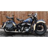 1942 Harley Davidson model U 1200cc V twin motorbike, registration number VSU 900, purchased by