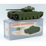 Dinky Supertoys diecast model Centurion Tank with green body and black rubber tracks, 651, in