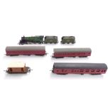 Five Tri-ang TT gauge locomotives, coaches and wagons including T91 Castle Class locomotive, all