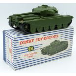 Dinky Supertoys diecast model Centurion Tank with green body and hubs and rubber tracks, 651, in