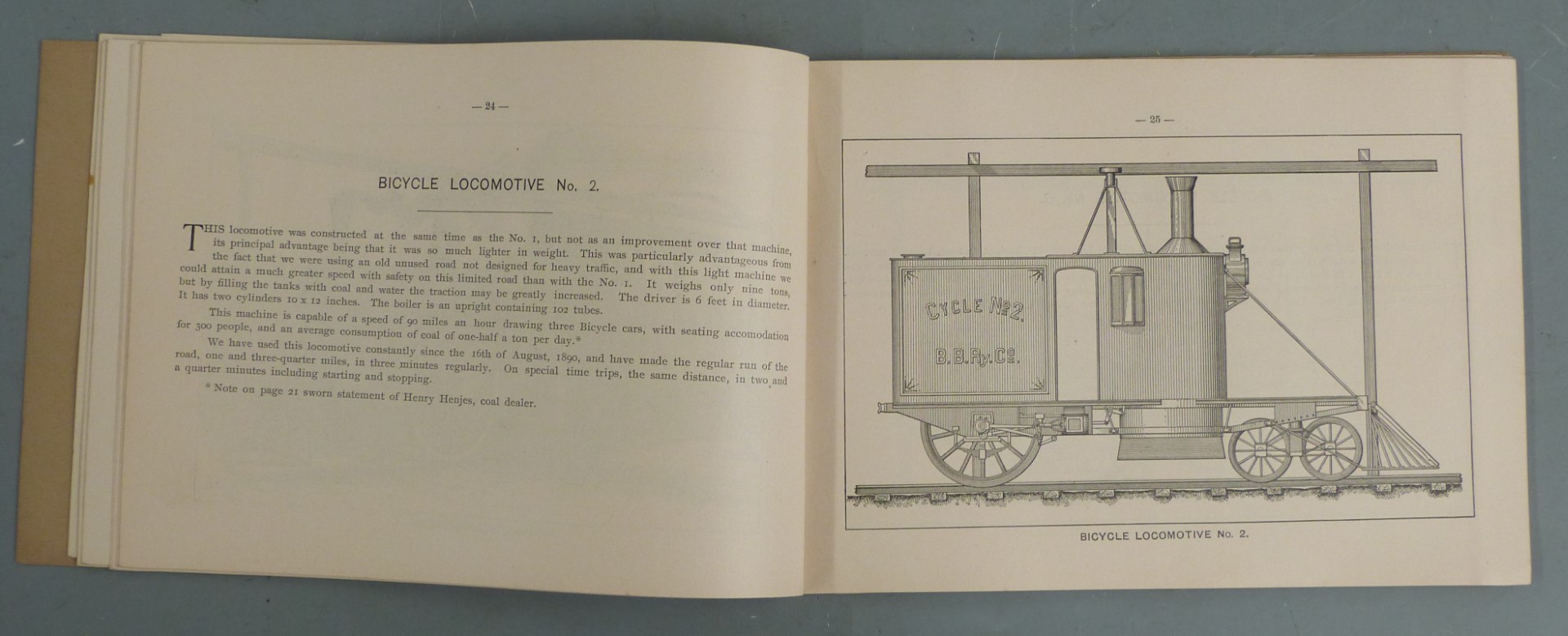 Boynton Bicycle Railway System 1893 brochure including diagrams of locomotives, rolling stock, - Image 4 of 4