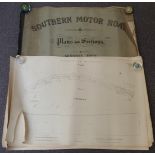 Bound book of plans and sections of the Southern Motor Road from London to Brighton dated 1929, 68 x