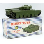 Dinky Supertoys diecast model Centurion Tank with green body and black rubber tracks, 651, in