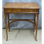 A 19thC mahogany writing table with mechanical lift up lid, slide out leather writing platform and