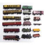 Sixteen Hornby Dublo, Tri-ang and similar 00 gauge model railway locomotives, coaches and wagons