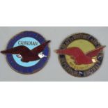 Two Pratt & Whitney Aircraft Engines metal and enamel badges, diameter 5cm