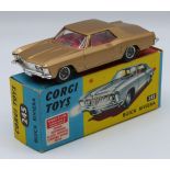 Corgi Toys diecast model Buick Riviera with gold body, red interior and silver hubs, 245, in