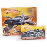 Two Ban Dai Captain Scarlet playsets DX Skybase 96035 and DX Rhino Tactical Response Vehicle