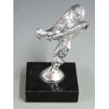 Rolls Royce Spirit of Ecstasy car mascot, on marble or similar base, height 12.5cm