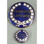 Charron Laycock enamel vintage car radiator or similar badge, diameter 5.5cm and similar lapel