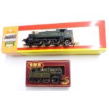 Two 00 gauge model railway locomotives Hornby GWR 2-6-2T 6150 R2143 and Airfix GMR BR 0-6-0 1466,