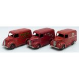 Three Dinky Toys diecast model Trojan delivery vans Brooke Bond Tea 455, Esso 450 and Dunlop The