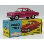 Corgi Toys diecast model NSU Prinz Sport with metallic pink body, cream interior and silver hubs,