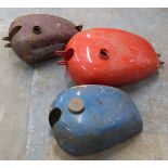 Three motorbike petrol tanks including Sun Excelsior