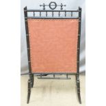 A 19thC Aesthetic period faux bamboo fire screen, W52 x H102cm