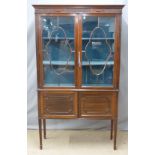 Edwardian astragal glazed mahogany display cabinet, W107 x D35 x H183cm