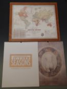 Framed Howard Vincent Map of the British Empire and two boxed Pirelli calendars