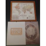 Framed Howard Vincent Map of the British Empire and two boxed Pirelli calendars