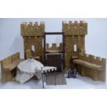 Schleich children's castle playset including accessories, flags and catapult