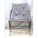 Victorian carved oak Glastonbury chair, W57 x H93cm