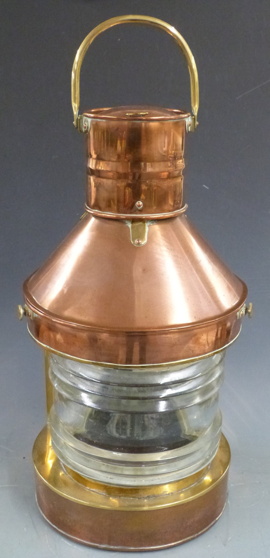 Copper ship's masthead lamp height 46cm and vintage brass candlestick telephone - Image 2 of 6