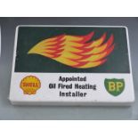 Illuminated Shell / BP appointed oil fired heating installer advertising sign, 53 x 73cm