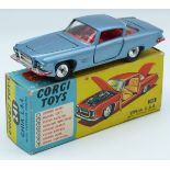 Corgi Toys diecast model Ghia L6.4 with Chrysler engine blue body, red interior, silver hubs,