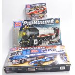 Three Mega Bloks Pro Builder construction sets Master Series Steam Express 9778 and Racing Rig