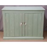 A vintage painted pine sideboard/ cupboard, W122 x D58 x H91.5cm