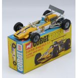 Corgi Toys diecast model Cooper-Maserati F1 with driver controlled steering,  yellow body, silver