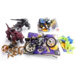 A collection of Lego construction kits and Zoid toys including Technic, motocross bike etc.