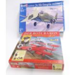 Two Revell model kits 1:28 scale Der Rote Baron Fokker Dr.1 15779 and 1:48 scale Junkers Ju 52/3mg4e