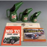 Castrol oil cans, MG TC oiling chart and two MG books