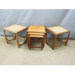 G Plan retro / mid century modern nest of tables and two tile inset tables, W50 x D50 x H51cm