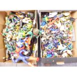 A large collection of action figures including Teenage Mutant Ninja Turtles, The Terminator, Star