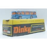 Dinky Toys diecast model Duple Viceroy 37 Luxury Coach with blue body, orange windows and