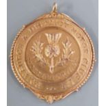 A 15ct gold fob for "Edinburgh & District Motor Club Ltd, Scottish Trials" engraved verso "Won by