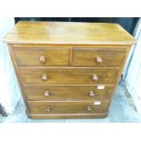 A 19thC stained ash chest of two over three graduated drawers, W104 x D49 x H108cm