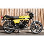 1979 Yamaha RD250 250cc twin cylinder two stroke motorbike, registration number YHR 110T, odometer