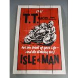 1961 Isle of Man TT Races painted wooden panel, 60 x 40cm